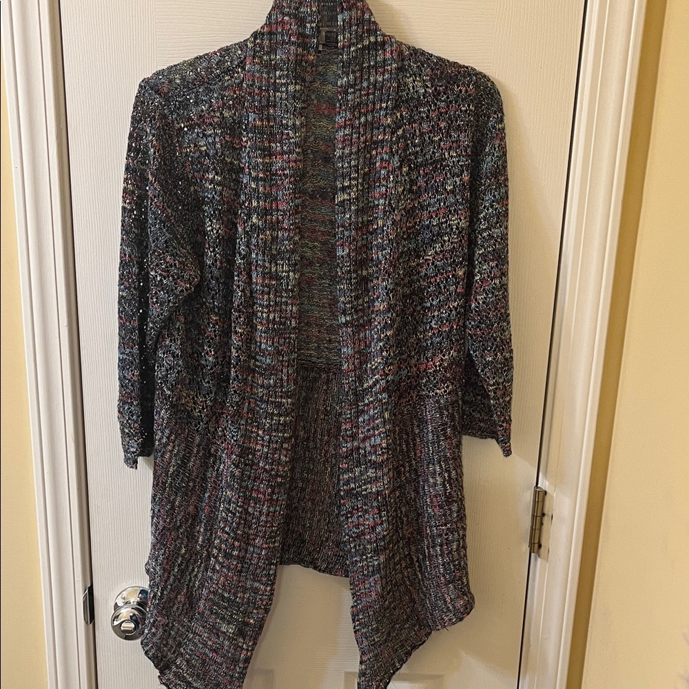 Mirror Image Chic Multicolor Open Front Cardigan, Size S